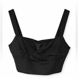 Banana Republic Black Linen Blend Crossover crop tank top Size 14